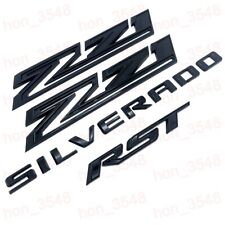 4pc 2019-2024 Chevrolet Silverado RST Z71 Emblem Nameplate Badge Kit Gloss Black picture