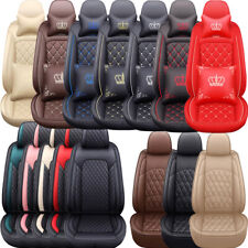 Universal Leather Car Seat Cushion Covers 5-Seats Full Set Front+Rear Protectors picture