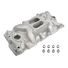Satin Aluminum Dual Plane Intake Manifold for SBC Small Block Chevy 350 55-95 picture
