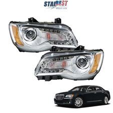 For 2011-2014 Chrysler 300 Right&Left Side Headlight Chrome Housing Halogen Type picture