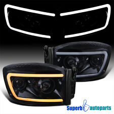 Fits 2006-2008 Ram 1500 Glossy Black Projector Headlights Switchback LED Signal picture