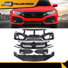 Fit For 16-21 Honda Civic Type-R Style Front Bumper Cover + Glossy Grille + Lip picture