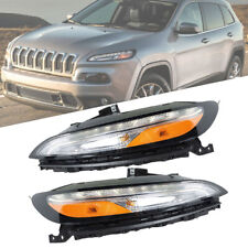 Right&Left Halogen Headlight w/ LED DRL/Ballast Lamp For 2014-2018 Jeep Cherokee picture