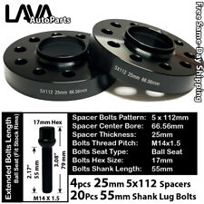 4PC 25MM THICK 5X112 66.5MM C.B WHEEL SPACER+20 BOLTS FIT AUDI/MACAN STOCK WHEEL picture