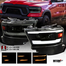 Fit 2019-2024 Ram 1500 Projector Headlights Lamps Switchback LED DRL Black Smoke picture