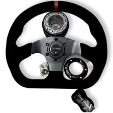 Suede Leather Steering Wheel + Hub Adapter Kit For Eclipse Lancer Galant Mirage  picture