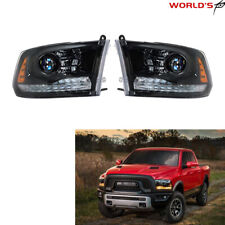 For 2009-2018 Dodge Ram Halogen Headlight w/LED DRL Black Frame Right&Left Side picture