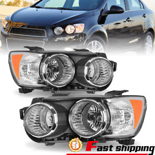 Headlights Pair [Chrome Bezel] Halogen Headlamps For 2012-2016 Chevy Sonic LH RH picture