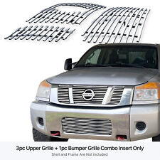 Fits 2008-2015 Nissan Titan Stainless Chrome Billet Grille Insert Combo picture