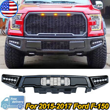 For 2015-2017 Ford F150 Raptor Style With LED Lights Black Steel Front Bumper picture