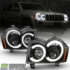 For 2005-2007 Jeep Grand Cherokee Black LED Tube Projector Headlights Headlamps picture