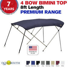 Oceansouth 4 Bow Bimini Top PREMIUM RANGE Boat Cover 8ft Long With Rear Poles picture