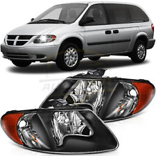 For 2001-2007 Dodge Caravan Headlights Assembly Pair Black Housing Headlamp picture