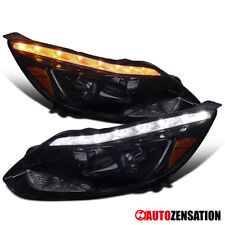 Fit 2012-2014 Ford Focus Black Smoke LED Strip Projector Headlights Lamps 12-14 picture
