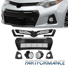 Upper Grille Lower Bumper Grill + Fog Light Lamp For 2014-2016 Toyota Corolla S picture