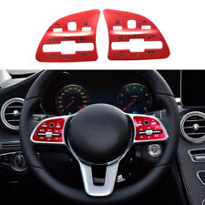 Red Aluminum Alloy Car Steering Wheel Button Trim For Benz A B C E GLB GLC GLE picture