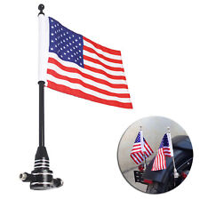 Black Universal Motorcycle American USA Flag Pole Luggage Rack Mount For Harle  picture