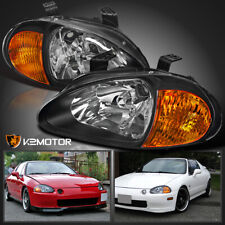 Black Fits 1993-1997 Honda Civic Del Sol Headlights Built-in Corner Signal Lamp picture