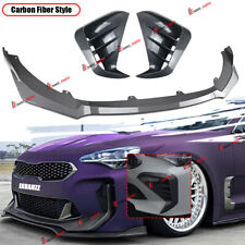 For KIA Stinger 2018-24 Carbon Style Front Bumper Lip + Vent Hole Cover Body Kit picture