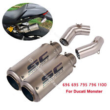 Slip on for Ducati Monster 796 696 795 1100 Exhaust Mid Pipe Muffler Tips System picture