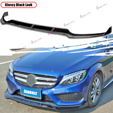 For 15-18 Mercedes Benz C-CLASS W205 AMG Sport Gloss Black Front Bumper Lip 3PCS picture
