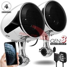 Refurb 300W Bluetooth Motorcycle Audio Stereo Chrome Speakers System Harley USB picture