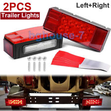 2PCS LED Red Trailer Boat Rectangle Stop Turn Tail Light Waterproof Left & Right picture