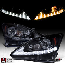 Black Smoke Fit 2006-2009 Lexus IS250 IS350 LED Signal Projector Headlights picture