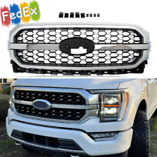 For Ford F-150 F150 2021-2023 Brushed Satin Aluminum+Chrome Front Bumper Grille picture