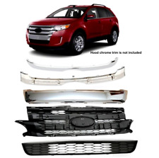 Fits Ford Edge 2011-2014 Front Upper Center Lower Grille Trim Chrome&Grille 5PCS picture