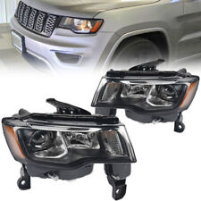 2P For 2017-2021 Jeep Grand Cherokee Halogen w/ Black Headlights Lamp Assembly picture