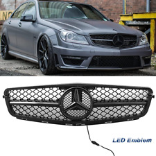 Gloss Black  Grille W/LED Emblem For 2008-2014 Mercedes Benz W204 C-Class picture