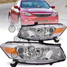 For 08-12 Honda Accord Coupe Halogen Chrome Amber Projector Headlights Pair picture