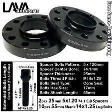 2PC 25MM THICK 5X120 74.1MM C.B WHEEL SPACER+55MM 14X1.25 BOLT FIT BMW X5/X6 picture