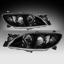 For 2004-2009 Mazda 3 Sedan Black Projector Headlights Clear Corner Lamps LH+RH picture