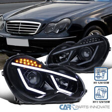 Fit 2001-2007 Benz W203 C200 C240 C320 LED Bar Projector Headlights Black Smoke picture
