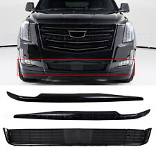 For 2015-2020 Cadillac Escalade Front Bumper Trim Set + Lower Grille Black picture