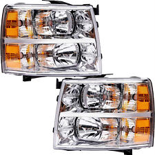 For 2007-2013 Chevy Silverado 1500 2500HD Chrome Housing Headlights Left & Right picture