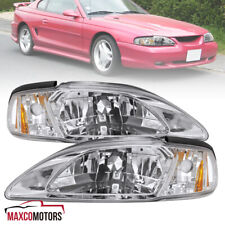 Fits 1994-1998 Ford Mustang 1PC Style Headlights Corner Signal Lamps Left+Right picture