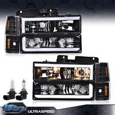 LED DRL Clear Lens Black Headlights Fit For 94-00 Chevy GMC C/K 1500 2500 3500 picture