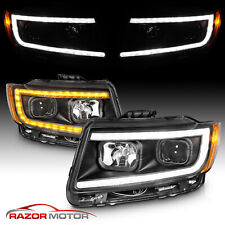 [LED C Bar] 2011-2013 For Jeep Grand Cherokee Black Switchback Headlights picture