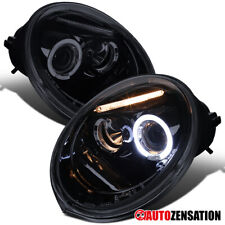 Fit 1998-2005 VW Beetle Black Smoke LED Halo Projector Headlights Left+Right picture