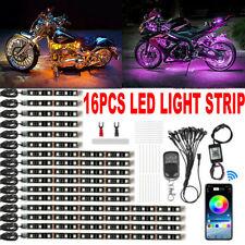 16x RGB bluetooth Motorcycle LED Light Under Glow Neon Strip APP Control Kit picture