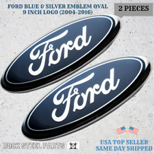 BLUE & CHROME 2005-2014 Ford F150 FRONT GRILLE/ TAILGATE 9 inch Oval Emblem 2-PC picture