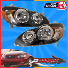 For 2003 2008 Toyota Corolla Headlights Black With Chrome Ring Lamp Left Right picture
