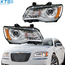 Pair For 2011-2014 Chrysler 300/300C Halogen Headlight Chrome Lamp Left & Right picture