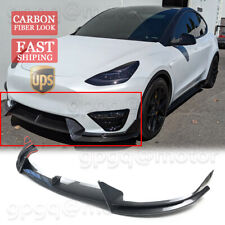 For Tesla Model Y 20-2024 V Style Carbon Fiber Front Bumper Lip Splitter Spoiler picture