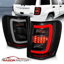 [LED C Light]99-04 For Jeep Grand Cherokee Smoke Black Brake Tail Lights Pair picture