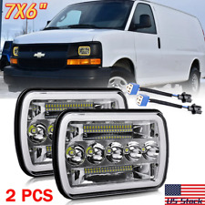 DOT For Chevy Express Cargo Van 1500 2500 3500 Pair 7x6 LED Headlights Hi-Lo DRL picture