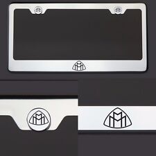 T304 SS Chrome Maybach Logo Black Laser Etched Engraved License Plate Frame Tag picture